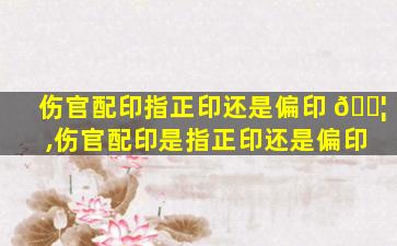 伤官配印指正印还是偏印 🐦 ,伤官配印是指正印还是偏印